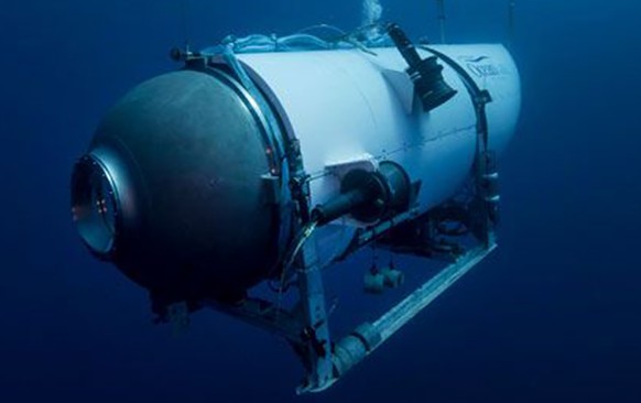 FILE - This undated image provided by OceanGate Expeditions in June 2021 shows the company&#039;s Titan submersible. Rescuers are racing against time to find the missing submersible carrying five peop ...