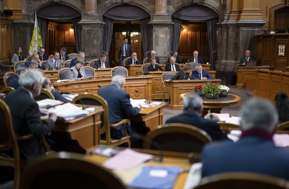 Parlamentarier debattieren waehrend der Fruehlingssession der Eidgenoessischen Raete, am Dienstag, 14. Maerz 2023 im Staenderat in Bern. (KEYSTONE/Anthony Anex)