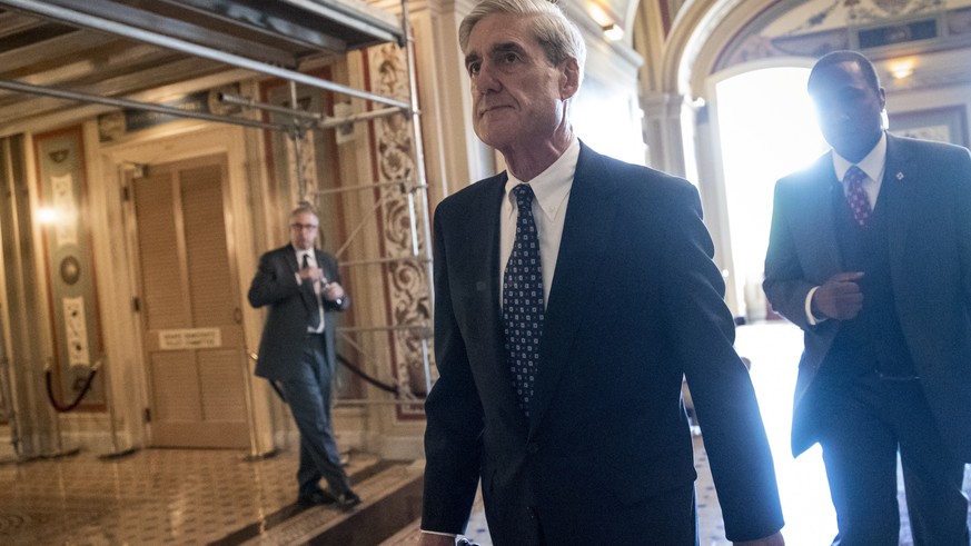 FILE - In this June 21, 2017, file photo, Special Counsel Robert Mueller departs after a closed-door meeting with members of the Senate Judiciary Committee about Russian meddling in the election at th ...