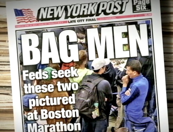 New York Post veröffentlicht falsches Foto zu Boston Bomber, 2012.