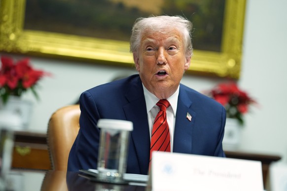 President Donald Trump speaks during a roundtable in the Roosevelt Room of the White House, Wednesday, Dec. 10, 2025, in Washington. (AP Photo/Evan Vucci)
Donald Trump