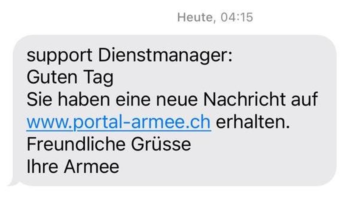 Armee-Angehörige erhalten SMS von der Armee