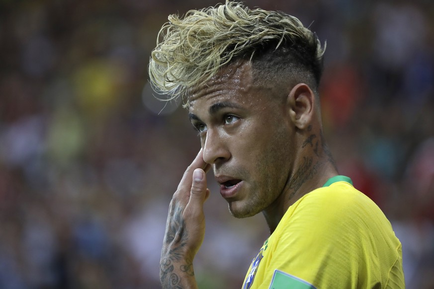 Brazil's Neymar during the group E match between Brazil and Switzerland at the 2018 soccer World Cup in the Rostov Arena in Rostov-on-Don, Russia, Sunday, June 17, 2018. (AP Photo/Themba Hadebe)