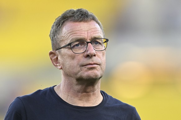 Austria&#039;s head coach Ralf Rangnick waits for the start of the UEFA Nations League soccer match between between Austria and Denmark at the Ernst Happel Stadion in Vienna, Austria, Monday, June 6,  ...