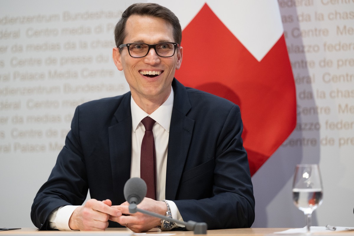 Martin Schlegel, Designierter Praesident des Direktoriums SNB, Nachfolger von Thomas Jordan, anlaesslich der Medienkonferenz des Bundesrates, am Mittwoch, 26. Juni 2024, im Medienzentrum Bundeshaus in ...