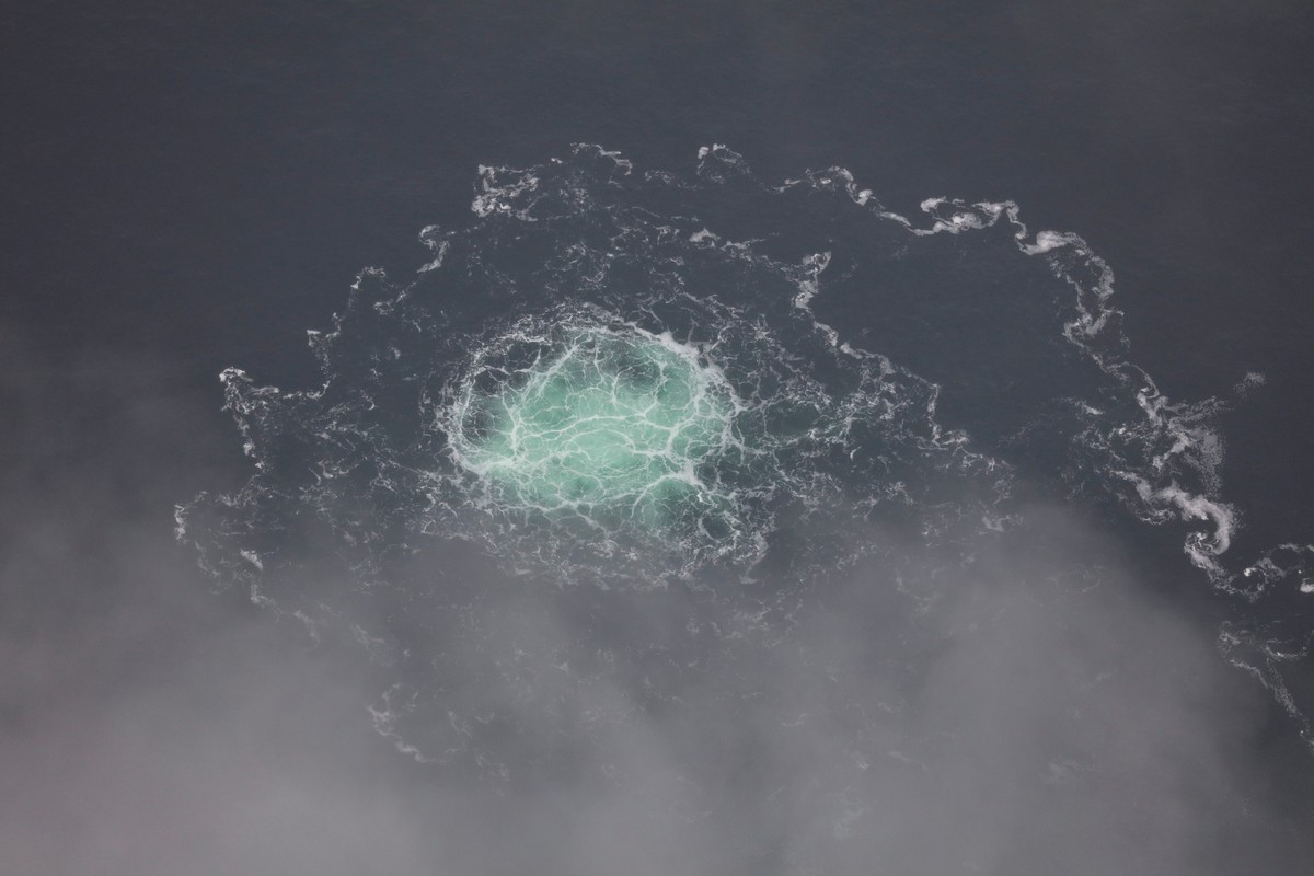 FILE - In this picture provided by Swedish Coast Guard, a leak from Nord Stream 2 is seen, on Sept. 28, 2022. (Swedish Coast Guard via AP, File)
Germany-Pipeline-Attack