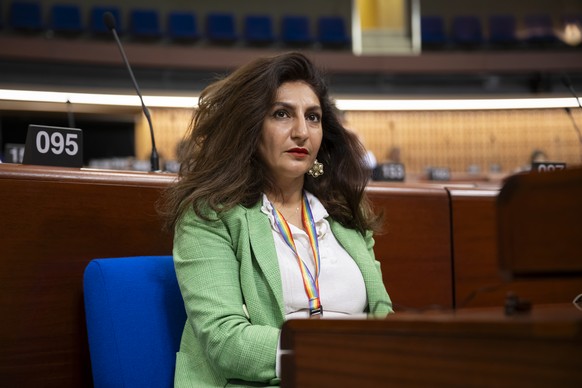 Sibel Arslan, Member of Swiss Delegation to the Parliamentary Assembly of the Council of Europe, follows the debates in the Palace of Europe, during the third part of the 2024 Ordinary Session of the  ...