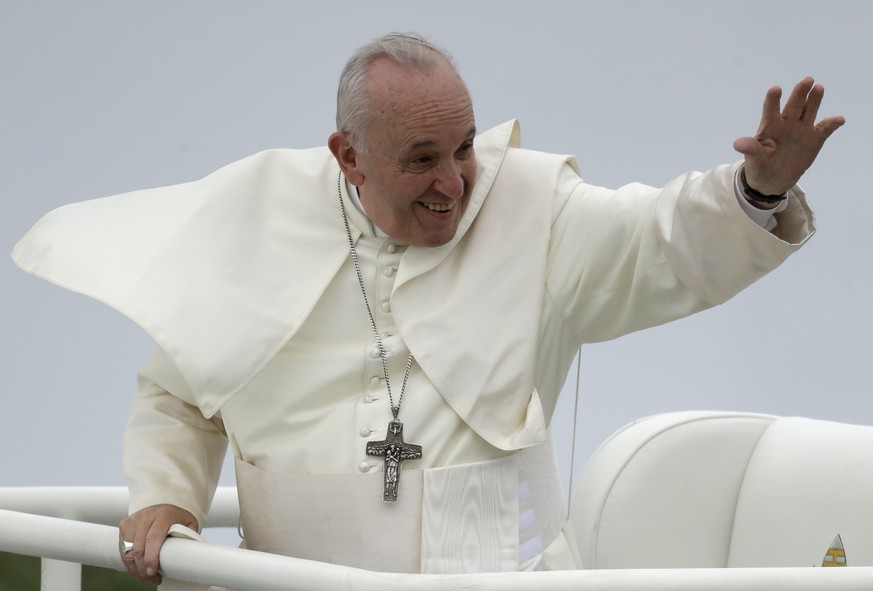 Pope Francis arrives to celebrate the Holy Mass at the Phoenix Park, in Dublin, Ireland, Sunday, Aug. 26, 2018. Pope Francis is on the second of his two-day visit to Ireland. (AP Photo/Matt Dunham)