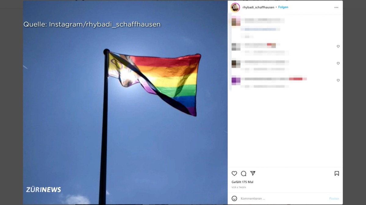 In der Rhybadi Schaffhausen fehlt seit gestern die Regenbogen-Fahne. Der Pächter der Badi hat die Fahne für den Pride-Monat aufgehängt. Während des Pride-Monats feiert die LGBTQ-Community die Rechte v ...