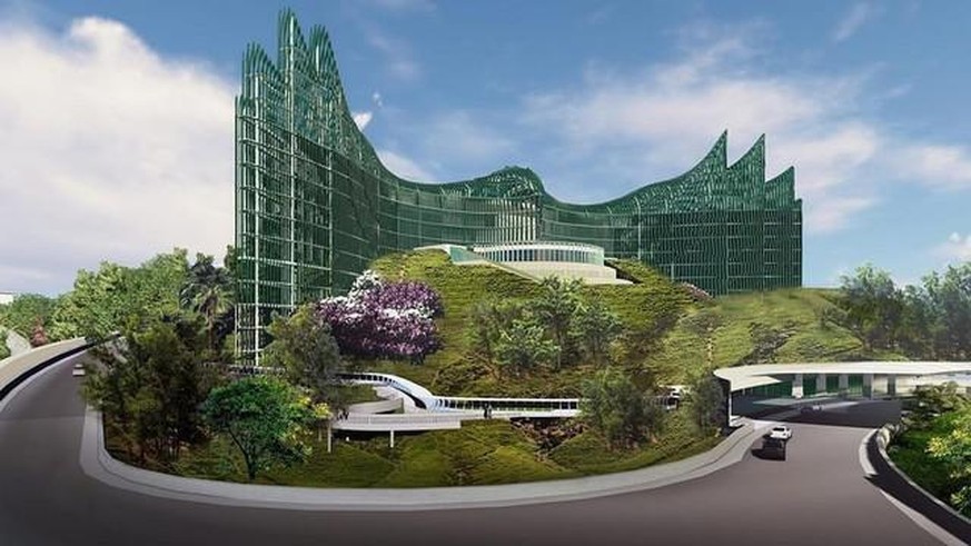 The approved final design of the Presidential Palace in the new capital city, Nusantara, in East Kalimantan (Borneo).