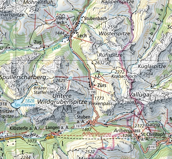 Die Gegend Lech/Zürs befindet sich im Osten des Bundeslandes Vorarlberg, gleich östlich der Schweiz.
