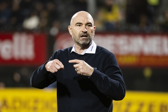 L&#039;entraineur Joel Magnin (YB), during the Super League soccer match FC Lugano against BSC Young Boys at the Cornaredo Stadium in Lugano, Sunday, October 27, 2024. (KEYSTONE/Ti-Press/Pablo Gianina ...