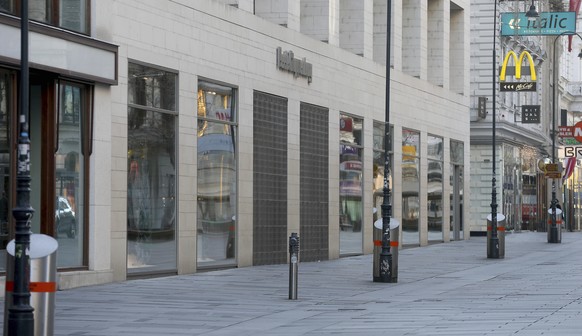 Closed shops are pictured in downtown Vienna, Austria, Tuesday, Nov. 17, 2020. The Austrian government has moved to restrict freedom of movement for people, in an effort to slow the onset of the COVID ...