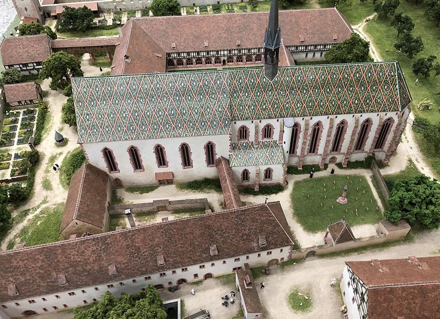 Blick ins Modell des Klosters Klingental zur Zeit um 1500. Modell von Stefan Tramèr 1998-1999.