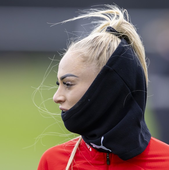 Switzerland&#039;s midfielder Alisha Lehmann attends a training session on the training ground Tahuna Park in Dunedin, on Friday July 14, 2023. (KEYSTONE/Michael Buholzer)