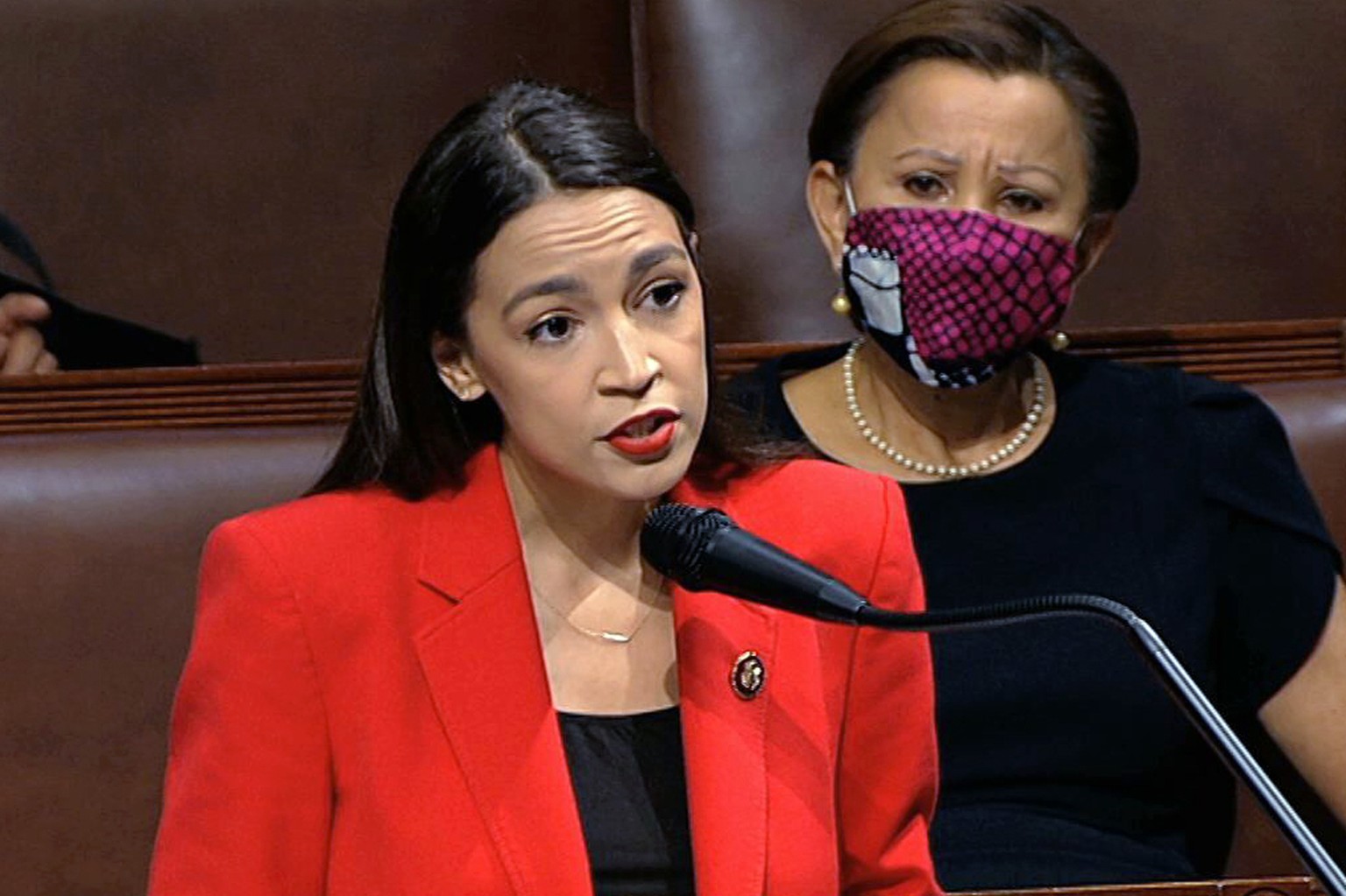 In this image from video, Rep. Alexandria Ocasio-Cortez, D-N.Y., speaks on the House floor, Thursday, July 23, 2020 on Capitol Hill in Washington. Ocasio-Cortez&#039;s objections to a Republican lawma ...