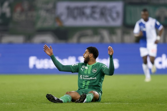 St. Gallens Willem Geubbels reagiert waehrend dem Meisterschaftsspiel der Super League zwischen dem Grasshopper Club Zuerich und dem FC St. Gallen am Samstag, den 16. Maerz 2024, im Letzigrund Stadion ...