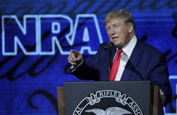 Former president Donald Trump speaks during the Leadership Forum at the National Rifle Association Annual Meeting at the George R. Brown Convention Center Friday, May 27, 2022, in Houston. (AP Photo/M ...