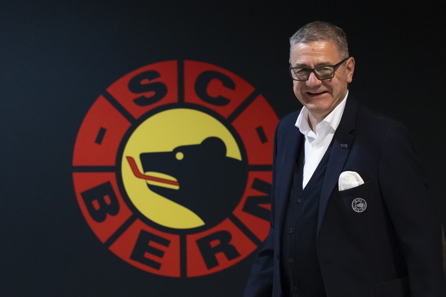 Marc Luethi, CEO SC Bern, kurz vor Beginn einer Medienkonferenz zur Saison 2023/24, am Montag, 28. August 2023 in der PostFinance Arena in Bern. (KEYSTONE/Peter Klaunzer)