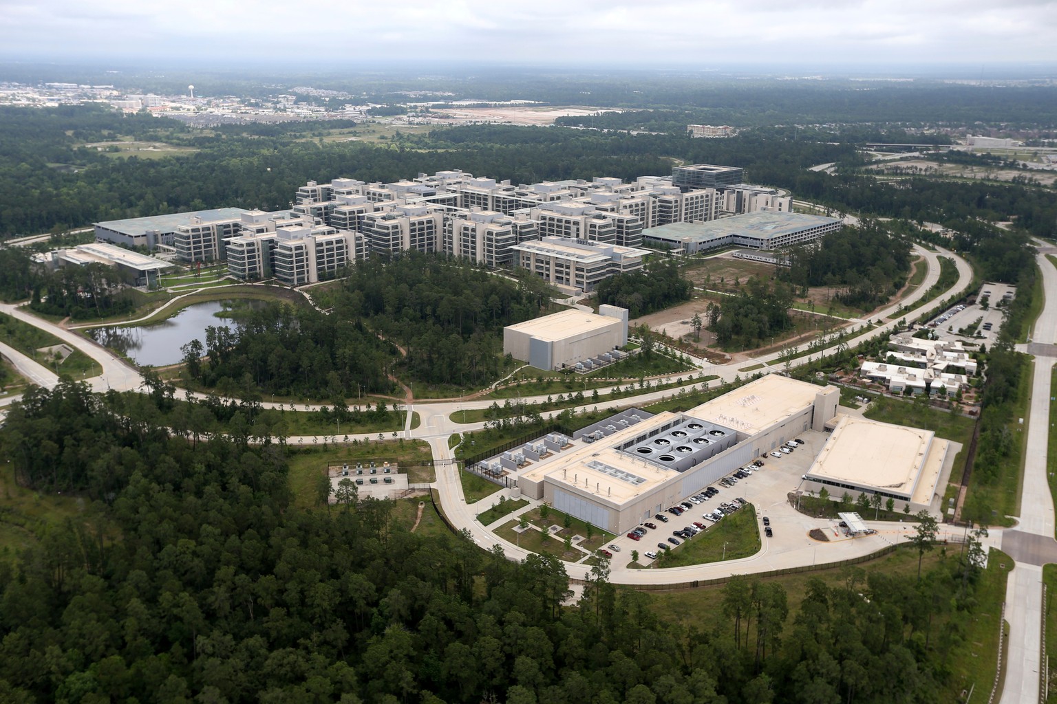 FILE - An aerial view of Exxon Mobil Houston Campus in The Woodlands, Texas, on May 17, 2016. (Gary Coronado/Houston Chronicle via AP, File)
ExxonMobil Texas