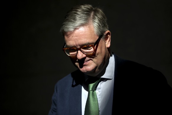 Commissioner for Security Union Julian King arrives to a College of Commissioners meeting at the European Commission headquarters in Brussels, Tuesday, May 7, 2019. (AP Photo/Francisco Seco)