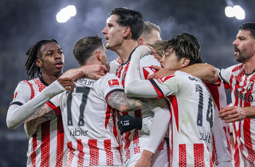 GER, Freiburg, SC Freiburg vs Hamburger SV, Bundesliga, Fussball, DFB, Spielzeit 2025/2026, Europa-Park-Stadion, 16. Spieltag im Bild: Igor Matanovic SC Freiburg 31, Tor und Jubel, Emotionen und Freud ...