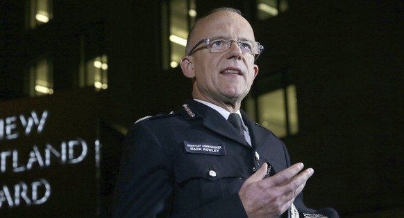 Assistant Police Commissioner, Mark Rowley, delivers a statement outside New Scotland Yard, London, Friday Sept. 15, 2017, after a homemade bomb planted in a rush-hour subway car exploded in London on ...