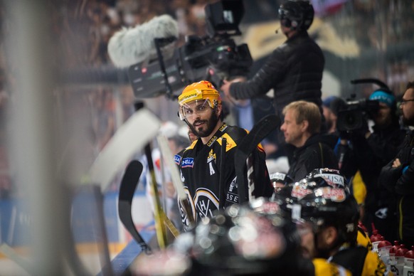 Lugano&#039;s player Maxim Lapierre during the fifth match of the playoff final of the National League of the ice hockey Swiss Championship between the HC Lugano and the ZSC Lions, at the ice stadium  ...