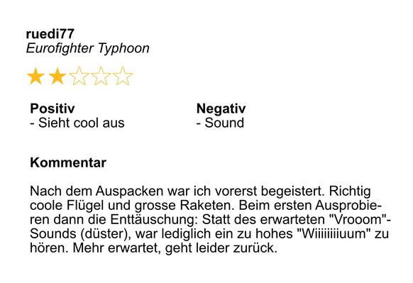 Kundenrezensionen für Kampfjets als Entscheidungshilfe fürs VBS