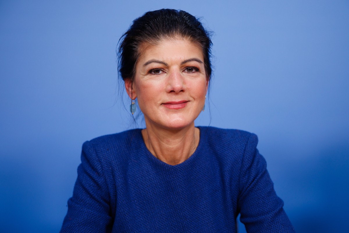 epa12516399 Sahra Wagenknecht Alliance (BSW) co-chairwoman Sahra Wagenknecht looks on during a press conference on the formation of the partys executive committee in Berlin, Germany, 10 November 2025 ...