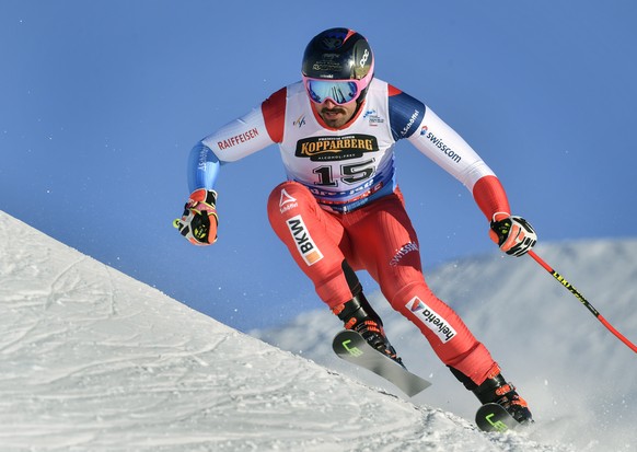 Ryan Regez of Switzerland in action, during the men&#039;s qualification run of the FIS Freestyle Ski Cross World Championships in Idre, Sweden, Wednesday, Feb. 10, 2021. (Anders Wiklund/TT News Agenc ...