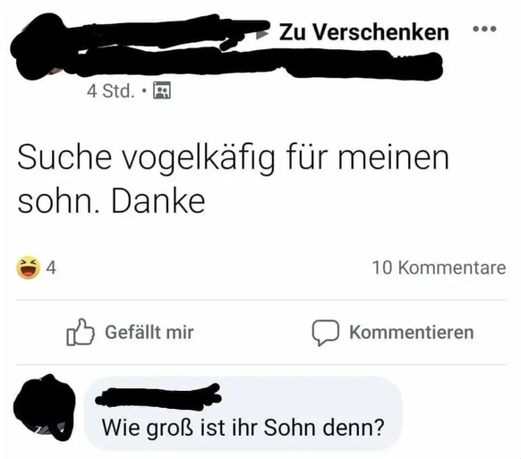 Faildienstag: Käfig für Sohn gesucht