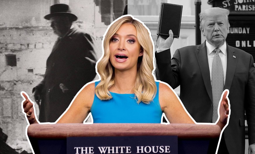 Press Secretary Kayleigh McEnany, Winston Churchill und Donald Trump.