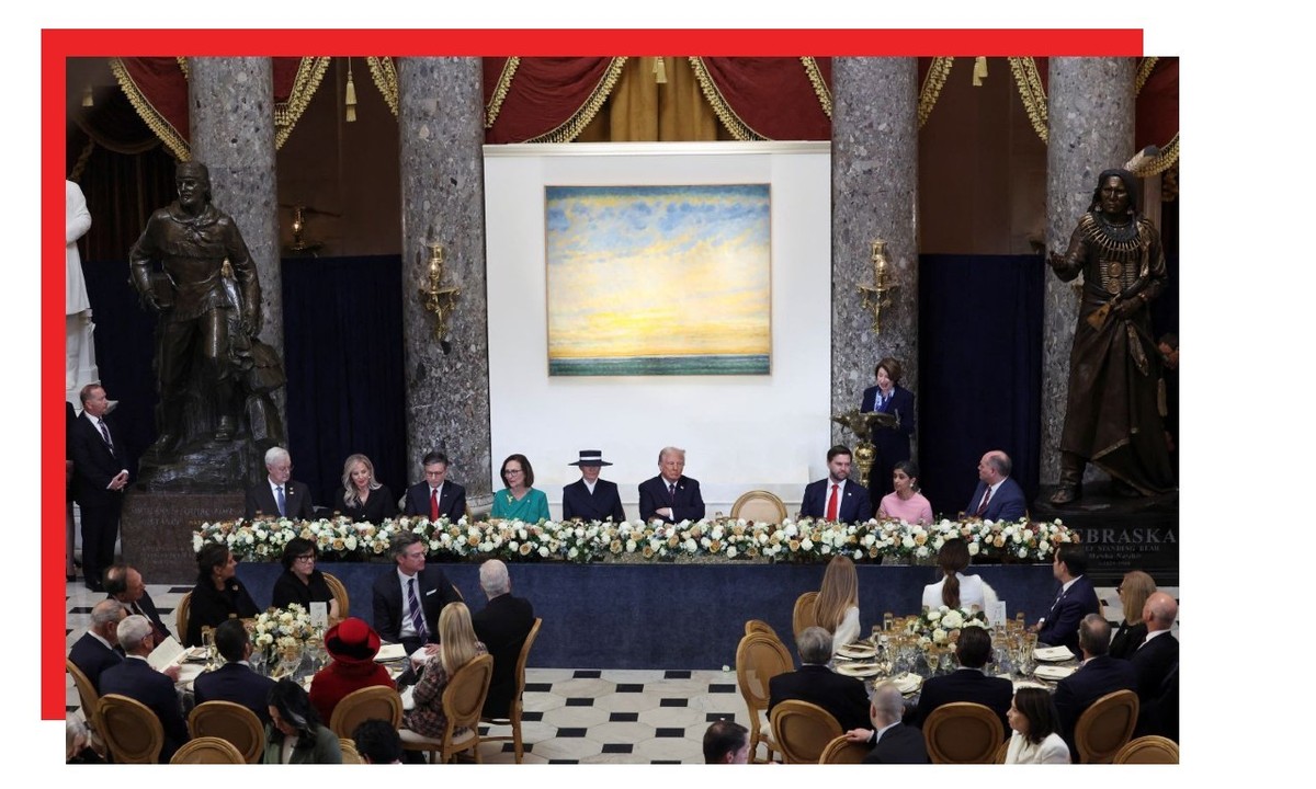 Le président Donald Trump lors du déjeuner au Capitole, organisé dans la foulée de son investiture.