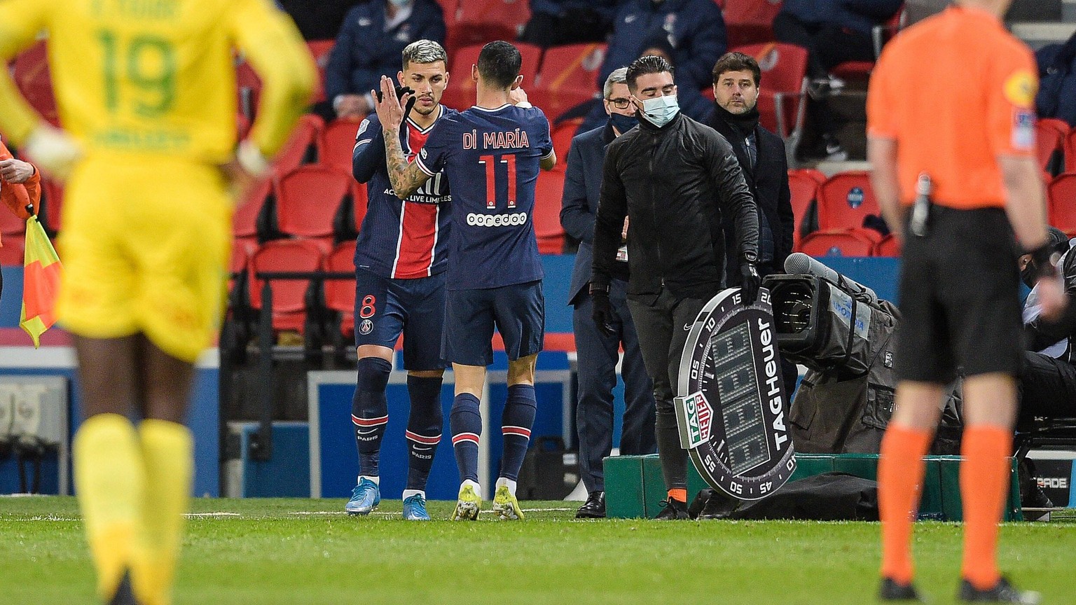 Leandro Paredes 8 - PSG - Angel Di Maria 11 - PSG - FOOTBALL : Paris Saint Germain vs Nantes - Ligue 1 - Paris - 14/03/2021 FedericoPestellini/Panoramic PUBLICATIONxNOTxINxFRAxITAxBEL