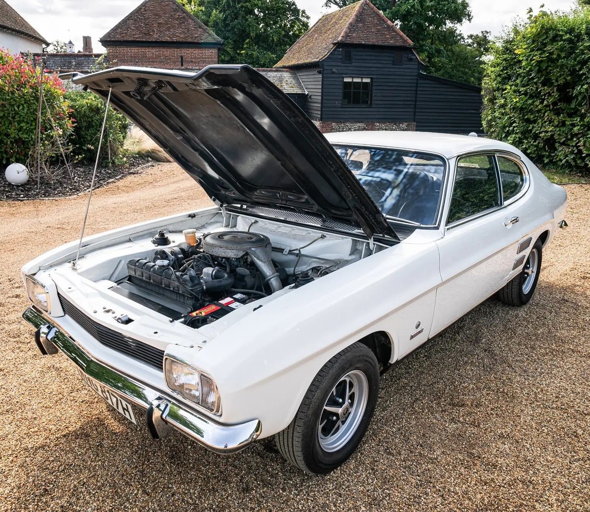 Jamie Oliver's 1970 Ford Capri 3000GT – with the Essex V6.
https://www.classiccarauctions.co.uk/1970-ford-capri-3000gt-mk1-recc32267-1-stoneleigh-0924?pn=1&amp;el=6759&amp;pp=100