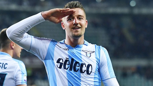 epa06701758 Lazio&#039;s Sergej Milinkovic Savic jubilates after scoring the opening goal during the Italian Serie A soccer match between Torino FC and SS Lazio at Olimpico Stadium in Turin, Italy, 29 ...