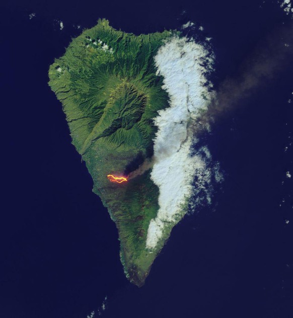 Eindrückliche Satellitenaufnahme: Der Lava-Strom auf La Palma.