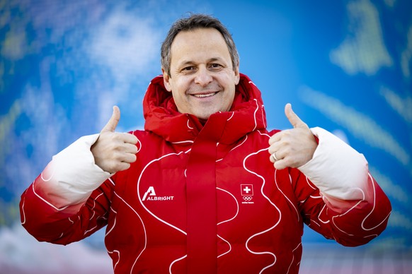 Swiss Olympic Chef de Mission Ralph Stoeckli poses during a press conference at the House of Switzerland at the 2026 Olympic Winter Games in Cortina d'Ampezzo, Italy, on Sunday, February 22, 2026 ...