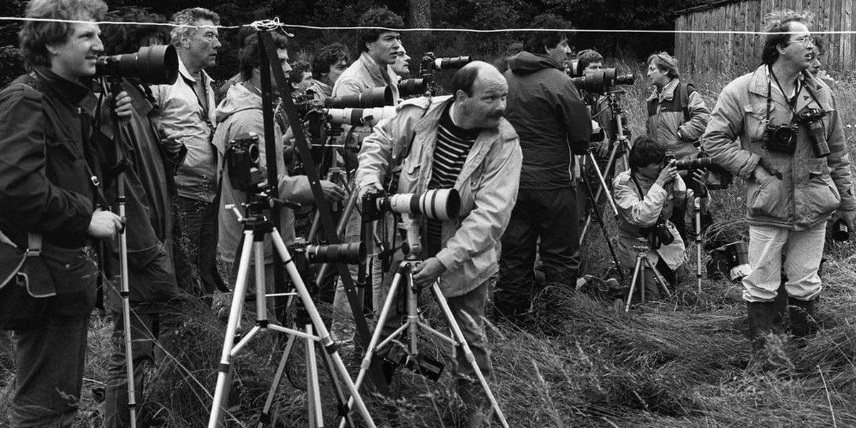 Troupeau de journalistes en 1984 dans le cadre de l'affaire Gregory.