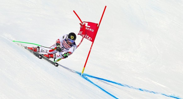 epa05798972 Marcel Hirscher of Austria in action during in the first run of the Men&#039;s Giant slalom at the FIS Alpine World Ski Championships in St. Moritz, Switzerland, 17 February 2017. EPA/VASS ...