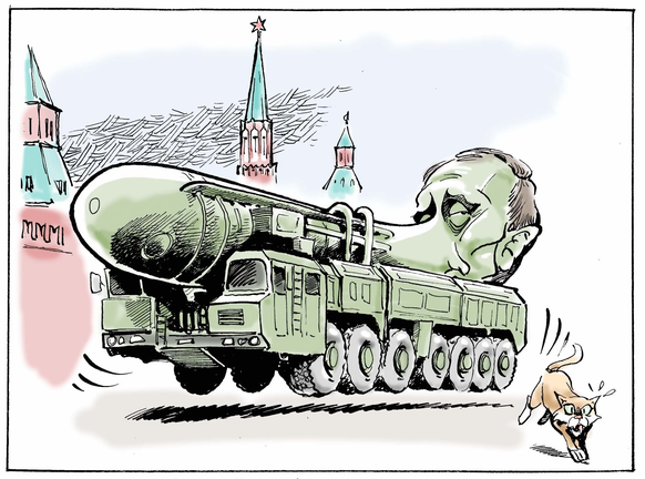 29 Karikaturen, die Putins Angriffskrieg auf den Punkt bringen\nRusslands neuste Errungenschaft.