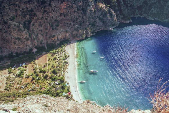 The Butterfly Valley (kelebekler vadisi) in the city of Oludeniz/Fethiye in western Turkey. You can only reach this valley by boat or rock climbing; Shutterstock ID 724924174; purchase_order: -; job: ...