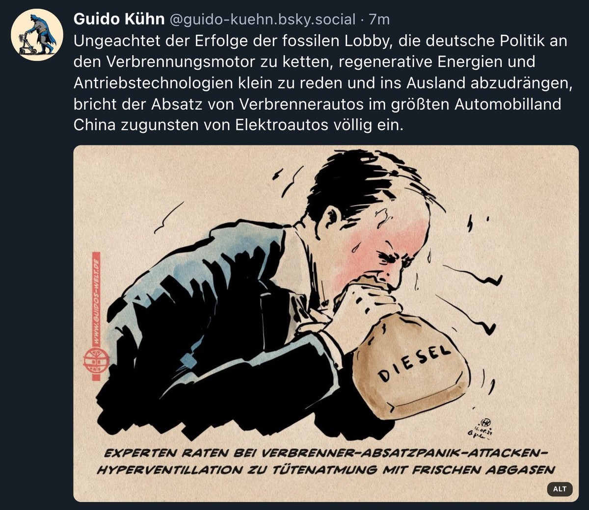 Karikatur zu Verbrennerautos
