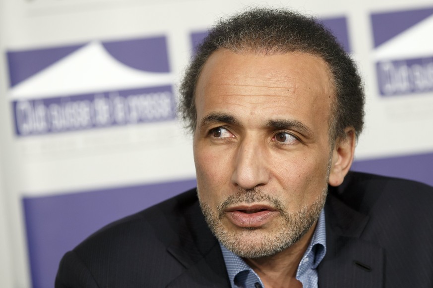 epa06343714 (FILE) A file picture dated 23 March 2016 shows Swiss philosopher and professor of Contemporary Islamic Studies Tariq Ramadan speaking during a panel session &#039;How can religion contrib ...