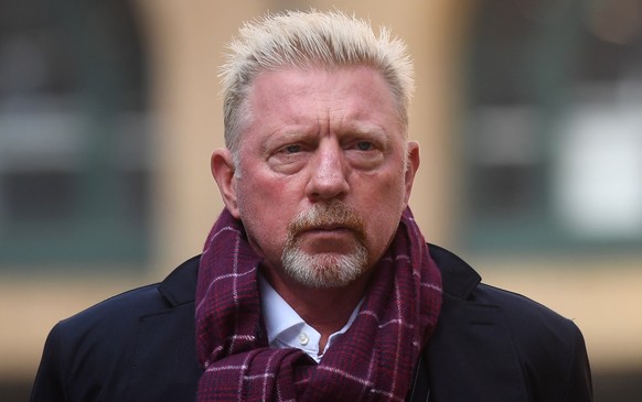 epa09845944 Former Wimbledon Champion and sports commentator Boris Becker arrives at Southwark Crown Court in London, Britain, 24 March 2022. Becker is in court after declaring bankruptcy. The six-tim ...