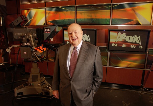 FILE - In this Sept. 29, 2006 file photo, Fox News CEO Roger Ailes poses at Fox News in New York. Fox News said on Thursday, May 18, 2017, that Ailes has died. He was 77. (AP Photo/Jim Cooper, file)