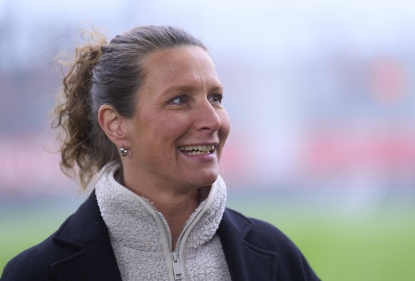 Kathrin Lehmann, Telekom Magenta Interview in the women football match FC BAYERN M�NCHEN - VFL WOLFSBURG 3-1 on Mar 14, 2025 in Munich, Germany. Season 2024/2025, 1.Bundesliga, FCB, Muenchen, Google P ...