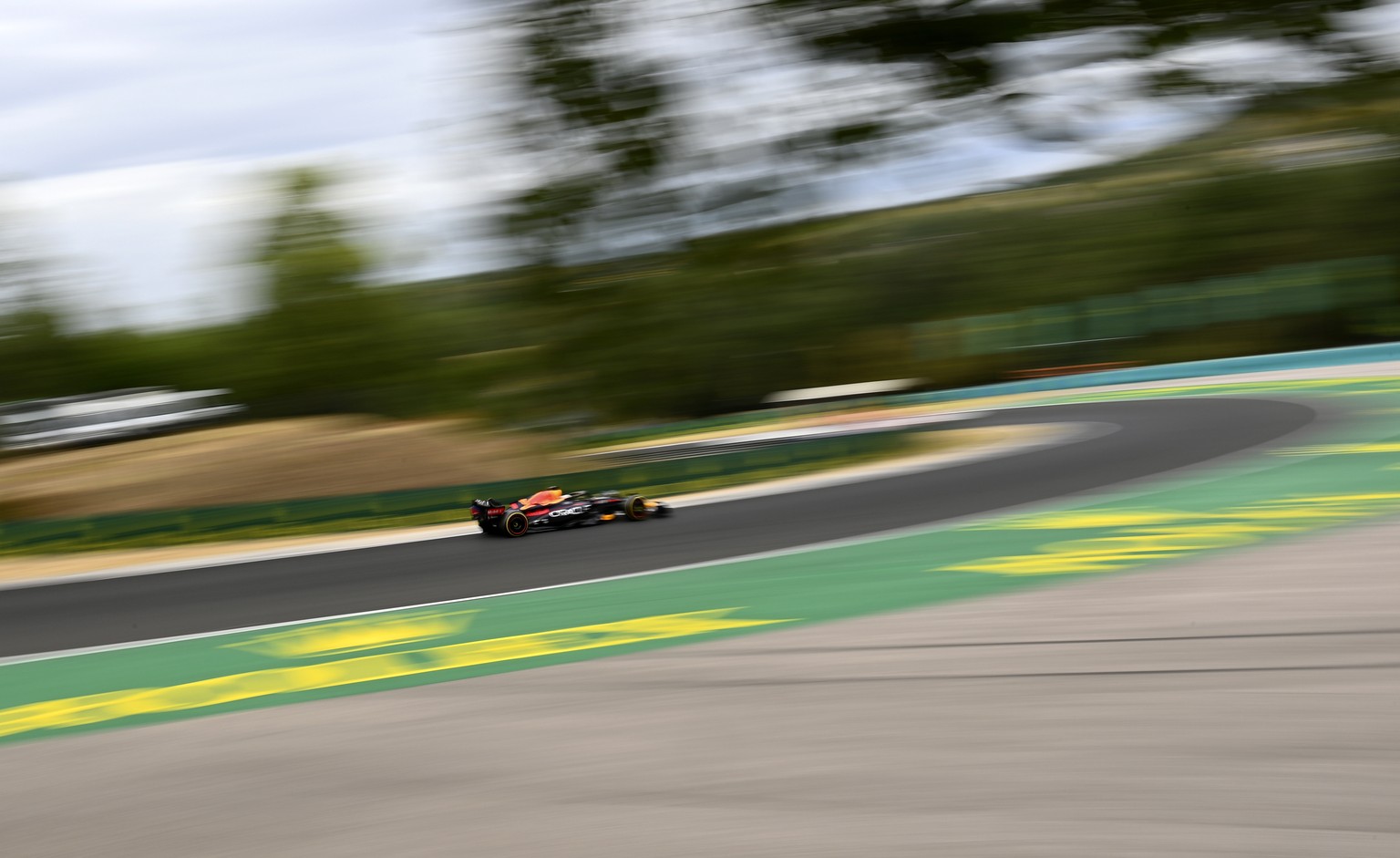 Red Bull driver Max Verstappen of the Netherlands steers his car during the Hungarian Formula One Grand Prix at the Hungaroring racetrack in Mogyorod, near Budapest, Hungary, Sunday, July 31, 2022. (A ...