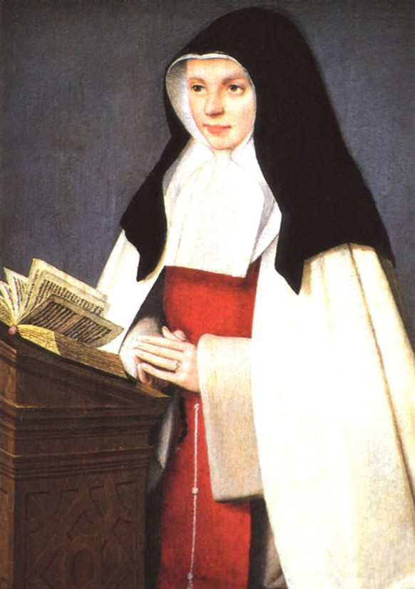 Jeanne de France, dargestellt vor 1530 als Gründerin des Ordens der Verkündigung der Heiligen Jungfrau Maria.
https://commons.wikimedia.org/wiki/File:St._Jeanne_de_Valois.jpg?uselang=de